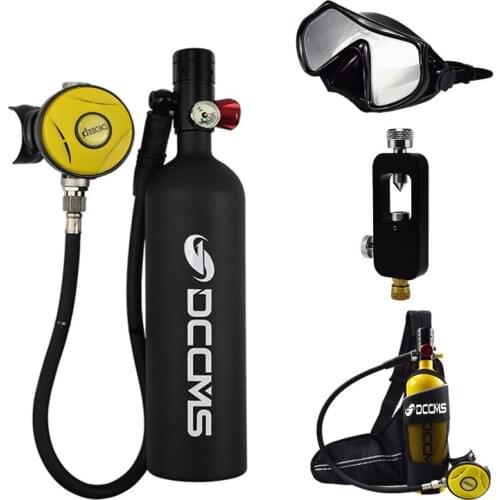 1L Scuba Diving Cylinder Mini Oxygen Tank Set Respirator Air Tank Hand Pump for Snorkeling Breath Diving Equipment