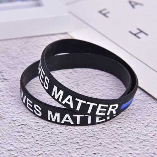 Fashion Style Police Lives Matter Wristbands Black Thin Blue Line Silicone Rubber Bracelets Wholesale