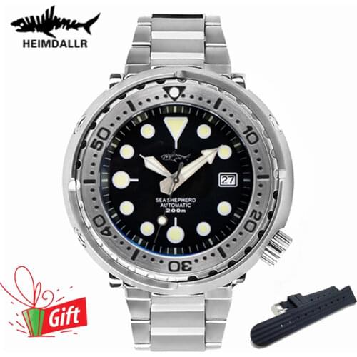 HEIMDALLR Tuna 200m Diving Watch C3 Super Luminous 316L Steel Sapphire NH35 Mens Automatic Wristwatch Mechanical Diver Watches