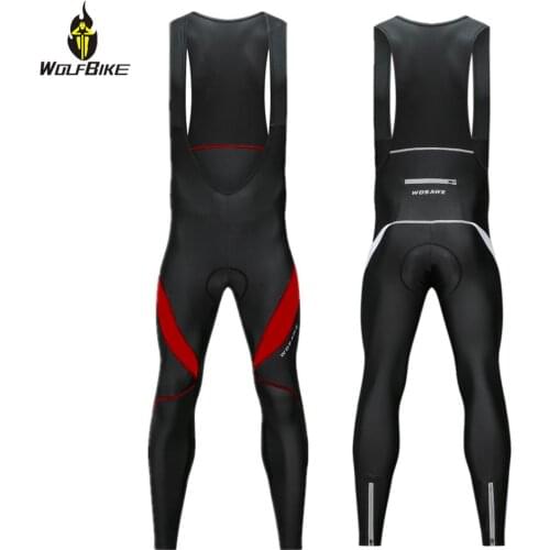 WOSAWE Mens Long Full Sleeve Bib Cycling Pants Shockproof Bib Tights Gel Padded Riding Mtb Mountain Road Bike Trousers