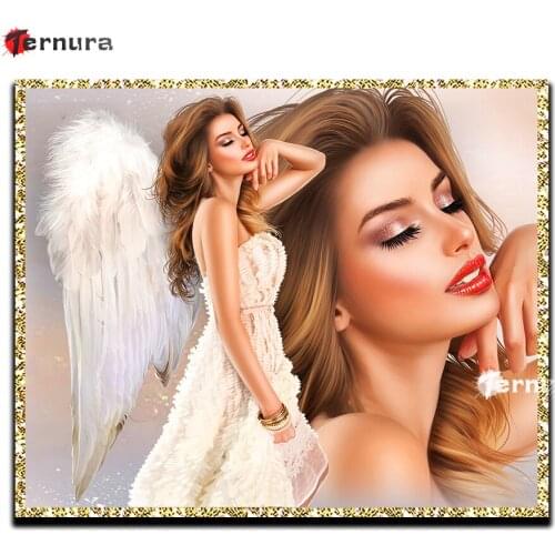 Modern pretty girl 5D Diamond Mosaic Beautiful angel Full round Square Diamond Embroidery Diy Diamond Painting Cross Stitch Sets