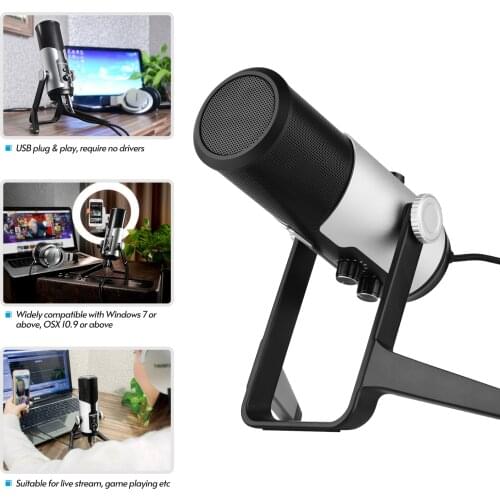 TAKSTAR GX6 USB Microphone Desktop Stereo Digital Condenser Mic with Shock Mount for Broadcasting Gaming Livestream Video