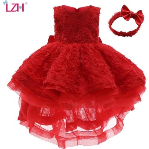 LZH 2021 New Childrens Dresses Flowers Bridesmaid Dresses For Kids Clothing Girls Princess Dress Evening Birthday Party Clothes
