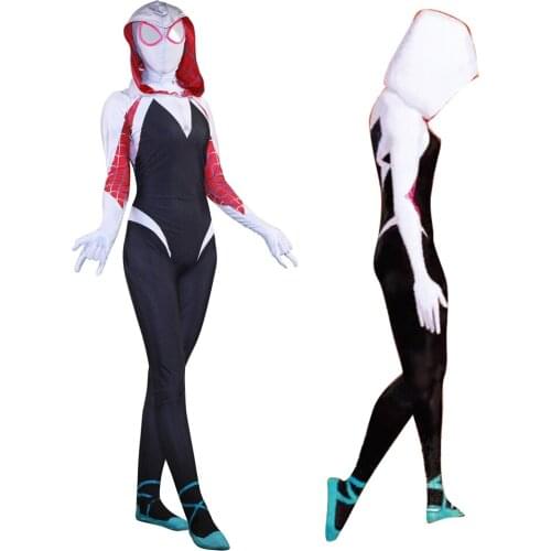 New 3D Women Gwen Stacy Cosplay Costume Zentai Superhero Bodysuit Suit Jumpsuits