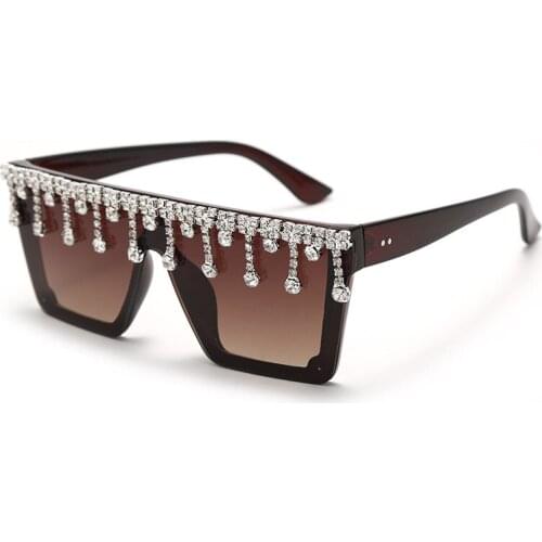 1PCs New Women Square Vintage Sunglasses Brand Designer Fashion Sun Glasses Female Lady Eyeglass Diamond Driver Goggles