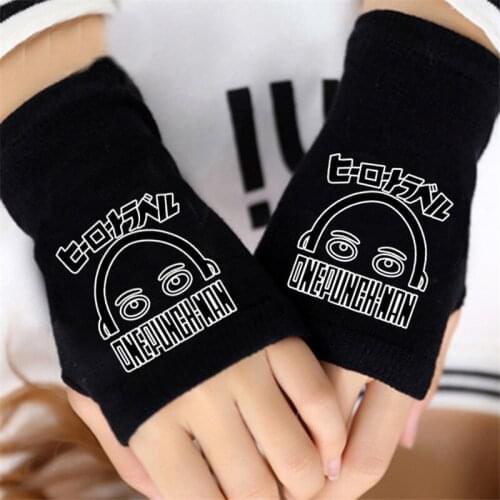 Men Women Japanese Anime Cartoon One Punch Man OPPAI Winter Warm Half Finger Glove Cosplay Accessories