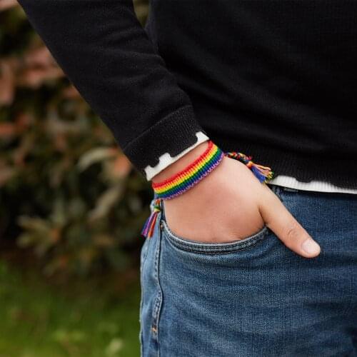 Pride LGBT Rainbow Lesbians Gays Bisexuals Transgender Bracelets for Women Men Woven Braided Couple Friendship Jewelry Wholesale