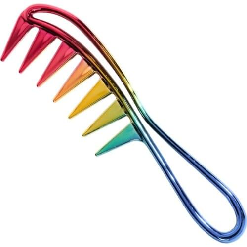 Electroplating Hairdressing Comb Scalp Massage Hair Brush Wide Tooth Comb Haircut Tool for Salon Hair Brush