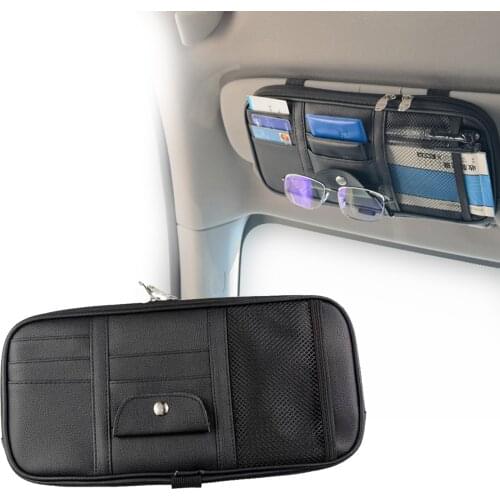 SAMDO Car Visor Management Bag Interior Items Storage Bag Pen Holder Sunglass Holder CD Bag Card License Holder Tissue Box