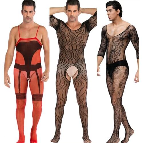 Sexy lingerie hot sexy costumes intimates Appeal teddy bodysuits men netting body stocking porno cosplay fun underwear men hose