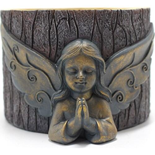 Angel Art Sculpture Flower Pot Praying Angel With Wings 3D Statue For Home Decor Garden Art Decoration Succulent Planter Pot