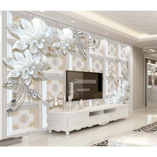 Modern Wallpaper Non-woven Luxury Wallpaper Living Room Bedroom jewelry flower Stereoscopic Wall Murals