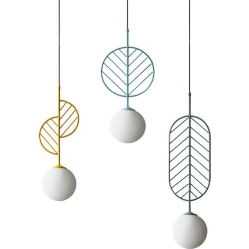 Modern E27 Pendant Lights Led Luminaire Suspendu Nordic bedroom lamp Bar Dining Room Lights iron leaves lamps Lighting