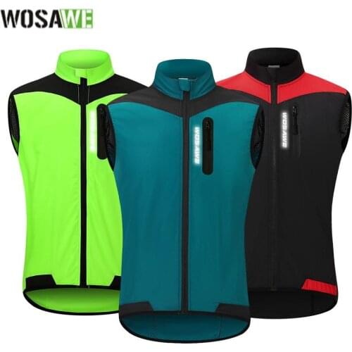 WOSAWE Reflective Men Cycling Vest Windproof Lightweight Rear Mesh Breathable Mtb Bicycle Ciclismo Jersey Running Gilet Cloth