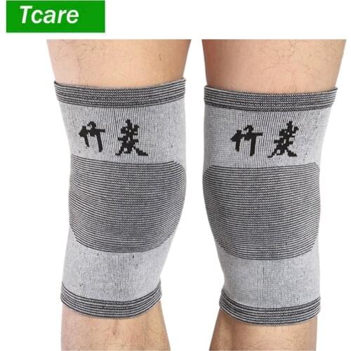 Tcare 1Pair Fashion Bamboo Charcoal Knee Wrap Support Elastic Brace Patella Sport Pad Elastic Kneecap Canions Genouillere Sports
