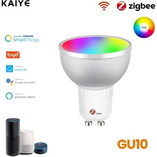 5W Zigbee 3.0 GU10 Smart Bulb LED Light Lamp RGBCW Spotlight Ceiling Light Work with Smartthings Alexa Echo Hub Google Home Tuya