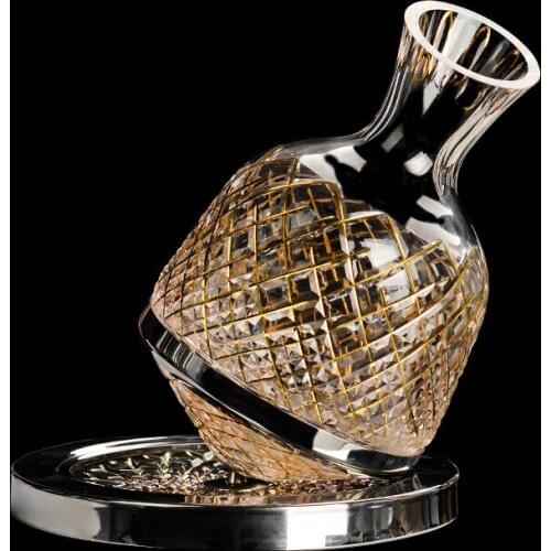 Phnom Penh Rotating Tumbler Wine Decanter Goblet Set Luxury Carved Glass Red Wine Bottle Cups Home Bar Creative Wineware Sets