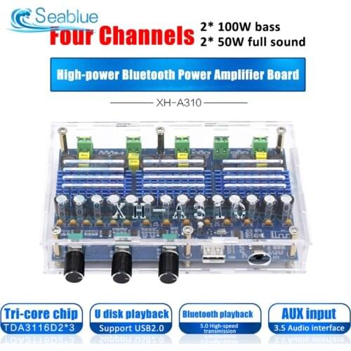 XH-A310 Bluetooth 5.0 Digital Power Amplifier Board TPA3116D2 Four-channel Bass Dual Stereo Placa Amplificadora