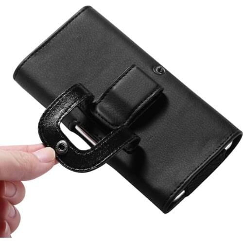 PU Leather Horizontal Waist Belt Clip Pouch Phone Bag For Men All Phone Universal Waist Pocket Running Belt Pouch Bag