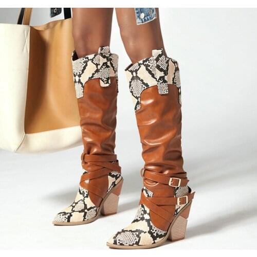 AIWEIYi Spike Heel High Heels Knee High Boots Pointed toe Platform Pumps Slip On Autumn Winter Shoes Woman Comfort Botas Mujer