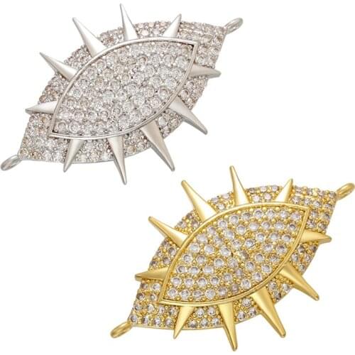 ZHUKOU 24x37mm CZ crystal Boom eye connector for women DIY bracelet necklace jewelry Accessories making findings model:VS456