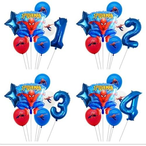 1 set Spiderman Set balloon Babys age Boy and girl Numbered balloon set Child birthday Party decoration toy Latex ball