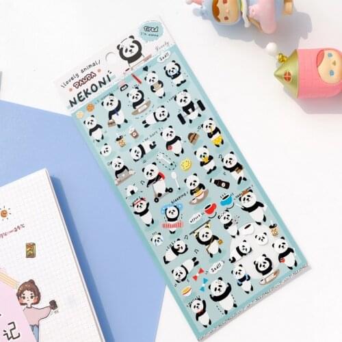 1 Sheet Kawaii Animal Panda Rabbit Cat Crocodile Kangaroo Material Decoration Sticker