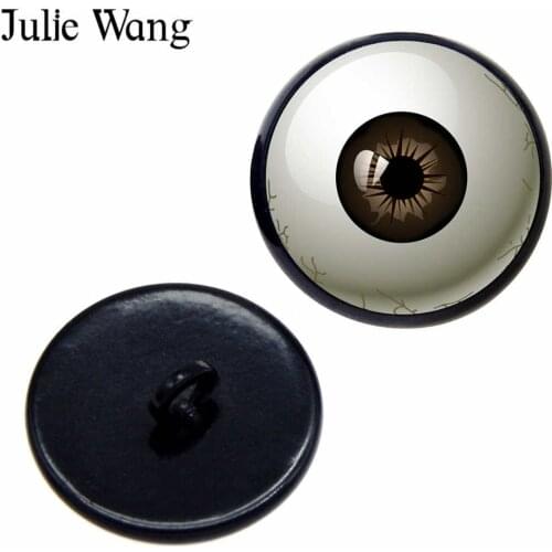 Julie Wang 10PCS 6-30mm Shank Eye Buttons Glass Round Pupil Cabochons Toy Doll Eyeball Jewelry Making Sewing Accessory