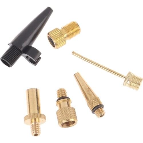 3/4/6pcs Bicycle Valve Adaptors For Road & MTB Bike Tire Pump Copper Inflator Pump Nozzle Kit Presta Schrader Valve Adapter Tube
