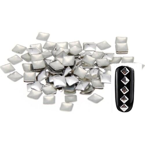 3mm Silver Gold Square New Design Alloy Metal Material Hotfix With Glue Back Beauty Stickers For 3D Nails Art Decorations