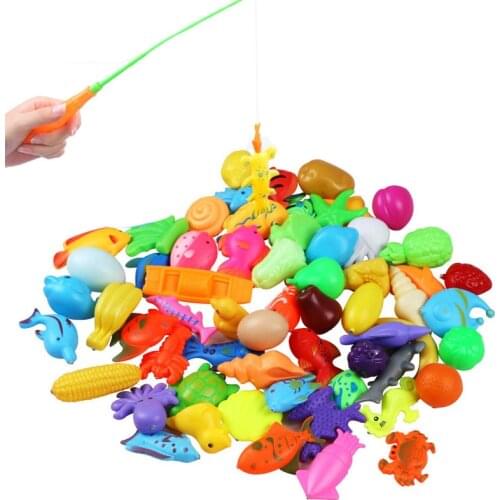 32pcs/lot Magnetic Fishing Toy Rod Net Set for Kids Child Model Play Fishing Games Outdoor Toys (30 Fish+2 Rod)
