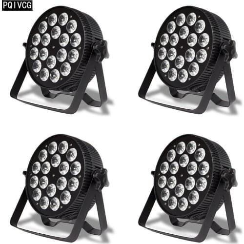 4 Pieces/lot Aluminum Alloy 18x18w Led Par Light RGBWA UV 6in1 Flat Par Light DMX512 Wash Wall Lamp