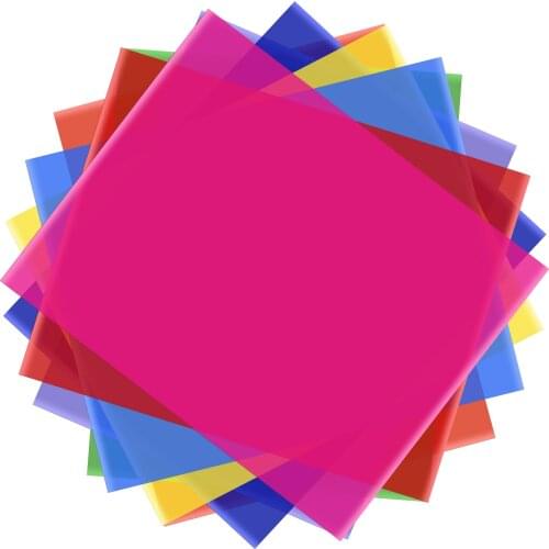 Andoer 8Colors PET Transparent Gel Lighting Filter 50*40cm Overlays Tinted Gels Light Filters Plastic for LED Light Studio Flash