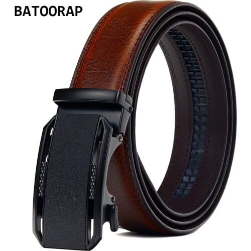 BATOORAP Casual Brown Trouser Belt For Men Real Leather Automatic Buckle High Quality Z58P01