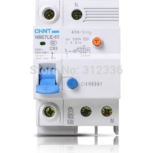 Free Shipping 2 years Warranty LE C63 1P+N 63A 1 pole earth leakage circuit breaker residual current