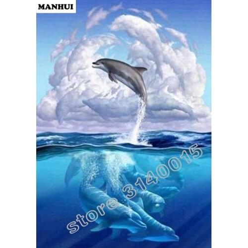 DIY 5D Diamond Mosaic Diamond Painting Cross Stitch Dolphin Kit Diamonds Embroidery Square Drill Home Decoration ABC287