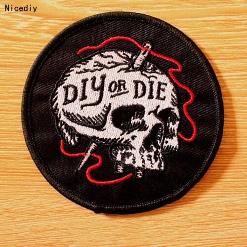 DIY Skull Strange Things Patches For Clothes Iron on patches Finger Appliques DIY Skull Stripes Embroidery Sticker Round Badges