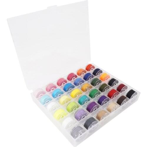 JOJO BOWS 36pcs 40m/pc Sewing Thread With Bobbin Holder Case Sewing Machine Supplies For Brother Babylock Janome Kenmore