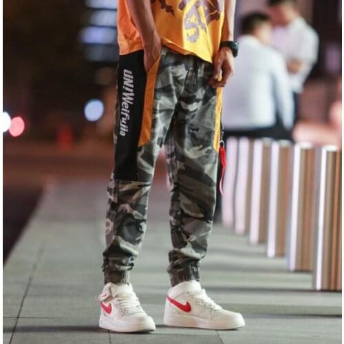 Camouflage personality fashion loose mens pants summer harem pant men feet trousers pantalones hombre cargo pantalon homme