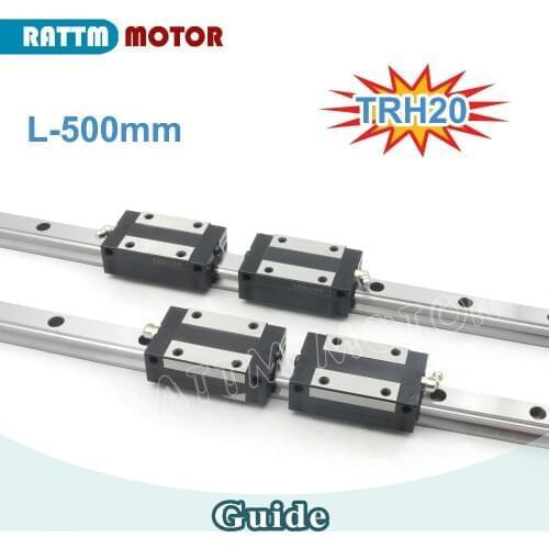 2 sets High Quality CNC 20mm Square Linear Guide Rail TRH20 500mm Length & 4pcs TRH20B Slider Block for CNC Router Milling