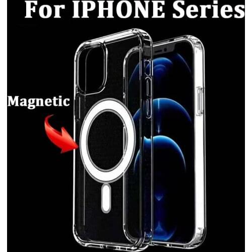 100PCS Magnetic Charging Case For iPhone 13/12 Pro MAX XS XR Clear Soft TPU For IPHONE 12 MINI 11 PRO MAX Silicone Case