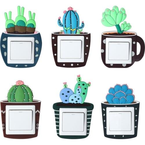 Cartoon Cactus Switch Sticker Creative Luminous Sticker Switch Cover Socket Wall Sticker Room Decorative