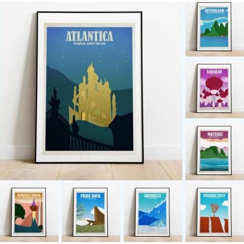 Disney Travel Poster Set-From Canvas Art Prints and Painting Poster Wall Art Picture for Kids Room Cuadros Decoration