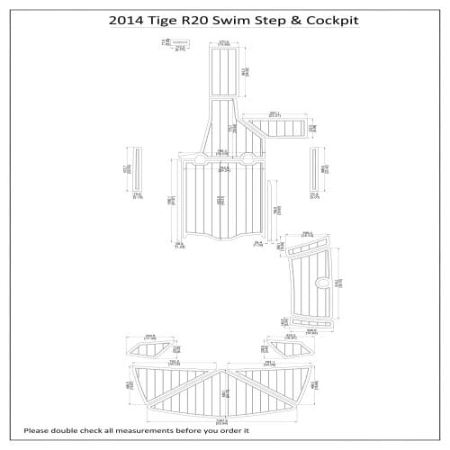 2014 Tige R20 Swim Step & Cockpit Pad Boat EVA Teak Decking 1/4" 6mm