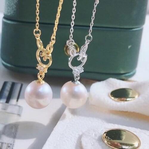 Fashion New S925 Sterling Silver Necklace Findings Jewelry Base Settings Mountings Parts for Akoya Edison Pearls, Coral, Jade