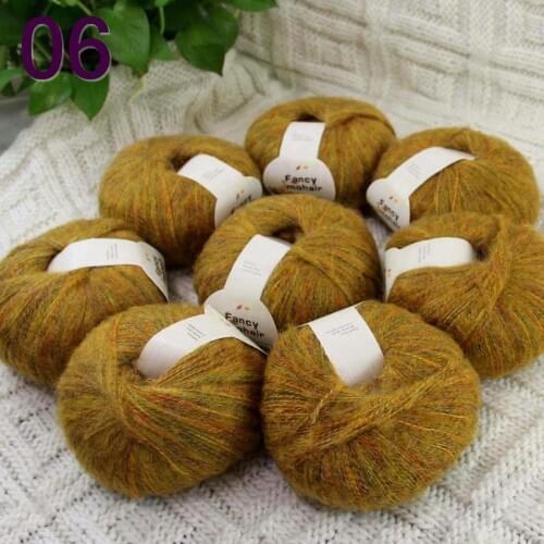 NEW Luxurious Soft 8balls*50g Crocheting & Knitting MOHAIR wool hand Yarn Knitting Rainbow Orange 823-06-8