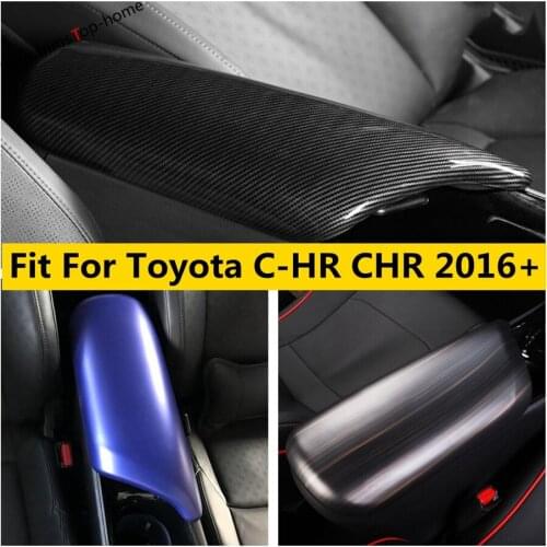 Center Console Seat Armrest Box Decor Cover Trim Accessories Carbon Fiber / Wood Grain Interior For Toyota C-HR CHR 2016 - 2021