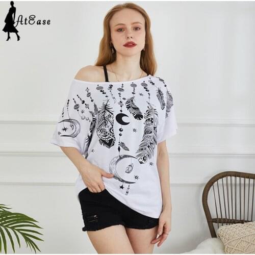 Print One Shoulder Top Women Fashion Casual Ladies Sexy Tops Skew Neck Shirts Blouse
