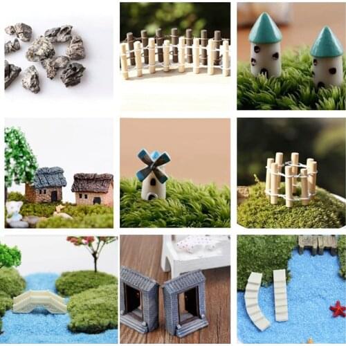 1 Pcs Bridge Hut Windmill House Castle Mini Craft Figurine Plant Pot Garden Ornament Miniature Fairy Garden Supplies