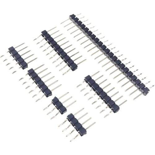 100 Pcs 0.10" 2.54 mm 2 3 4 5 6 7 8 9 10 12 14 15 16 20 24 26 30 40 Pin Header Male Single Row Right Angle SMD SMT Surface